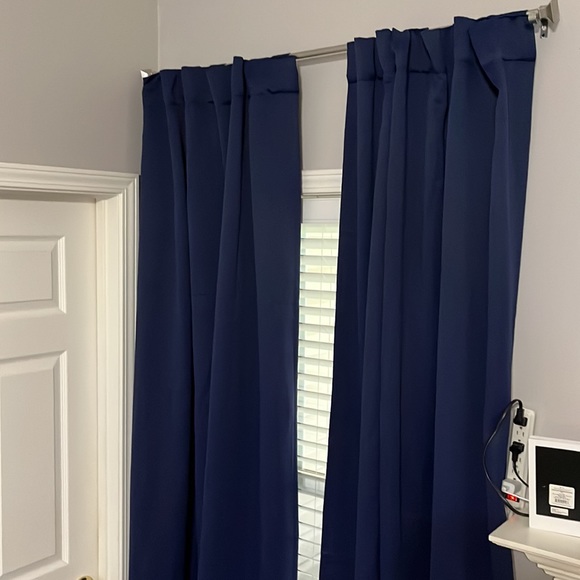 Linen blackout Curtains 2 Hanging Options Filtering Navy Blue W 52 x L 95 - Picture 13 of 13